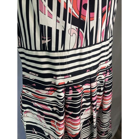 Nine West Women's 10 Dress Fit and Flare Sleeveless Multi Striped And Pockets - Picture 4 of 11
